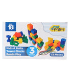 Little Fingers 3 in 1; Nuts Bolts, Tower Blocks & Beads Play - 72 Pieces