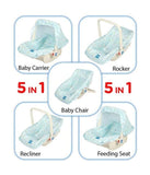 Mee Mee 5 In 1 Baby Cozy Carry Cot Cum Rocker - Light Blue