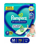 Pampers All round Protection Pants, Medium size baby diapers (M) 70 Count, Lotion with Aloe Vera